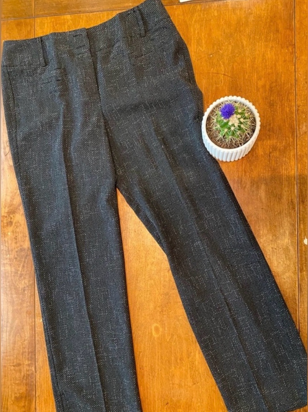 Women’s Black White Textured Dress Pants Size 12 Straight Leg Work Office NWT